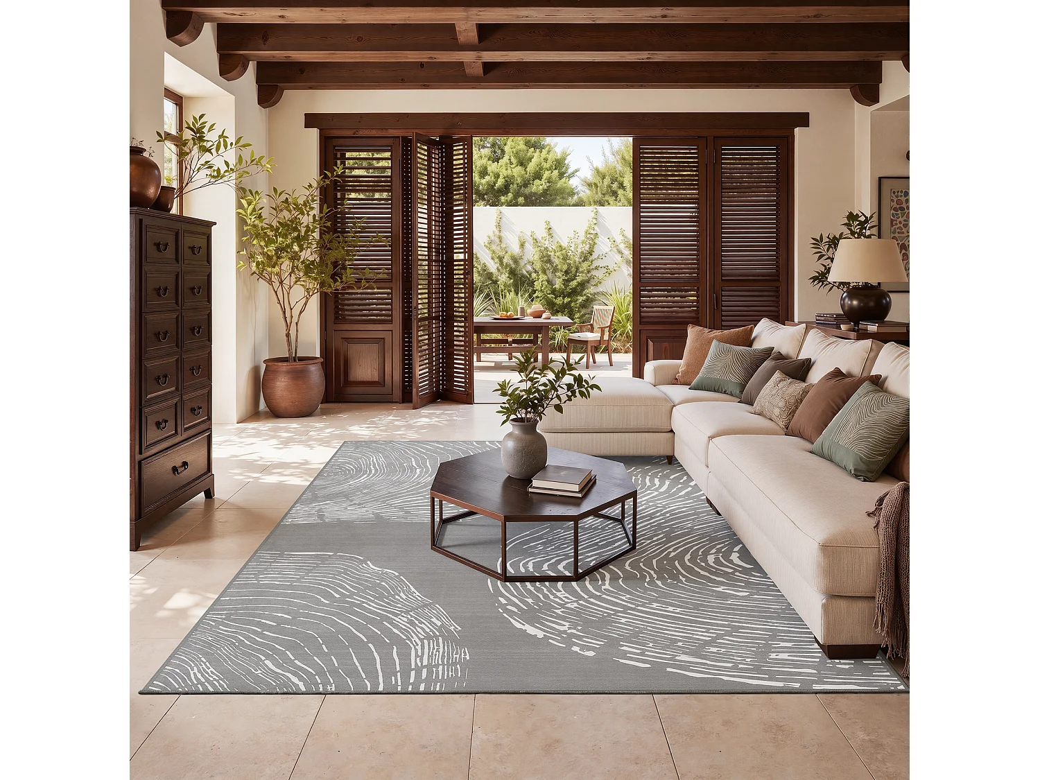 Tapis modernes pour salon - Tapis lavables - 160 x 230 cm Gris