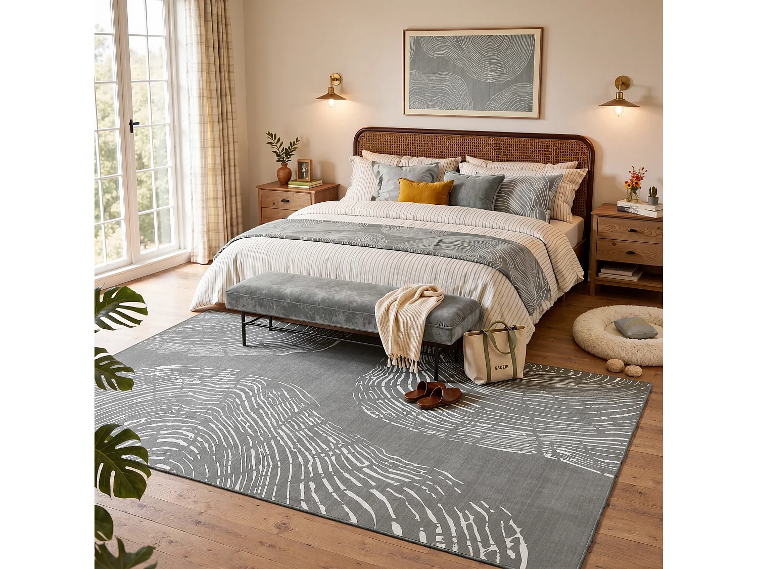 Tapis modernes pour salon - Tapis lavables - 160 x 230 cm Gris