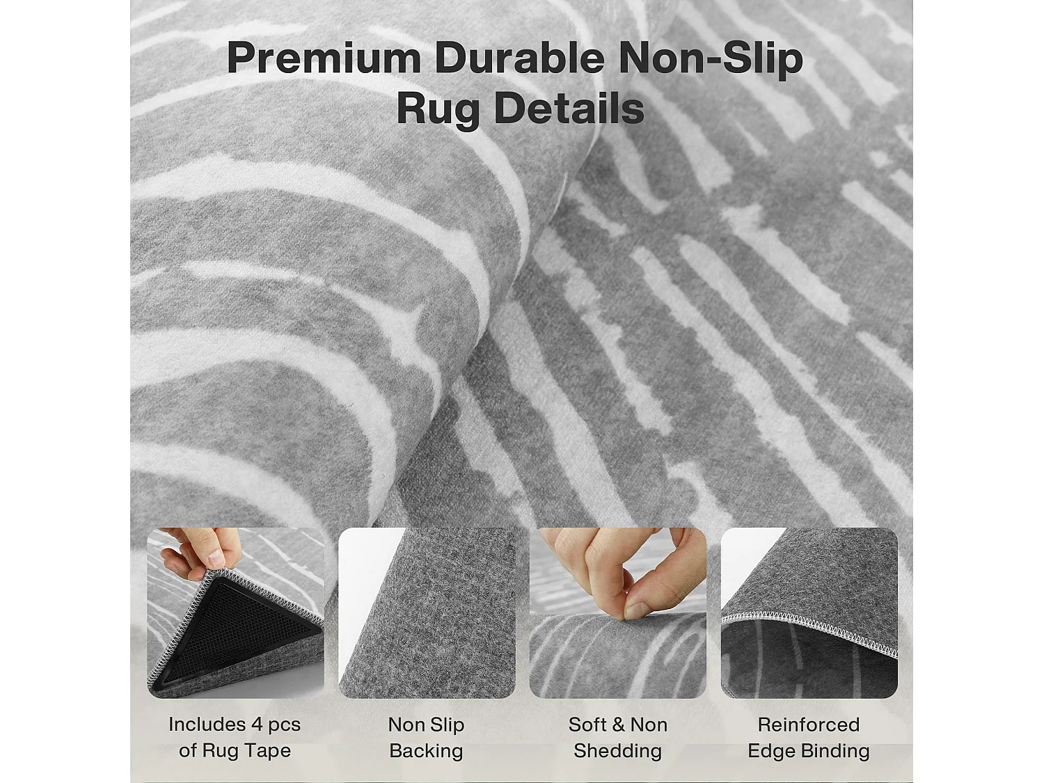 Tapis modernes pour salon - Tapis lavables - 160 x 230 cm Gris