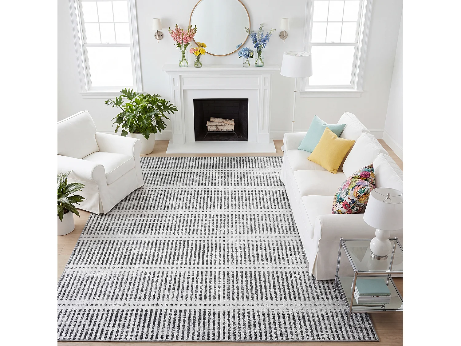 Tapis modernes pour salon - Tapis lavables - 200 x 300 cm Gris