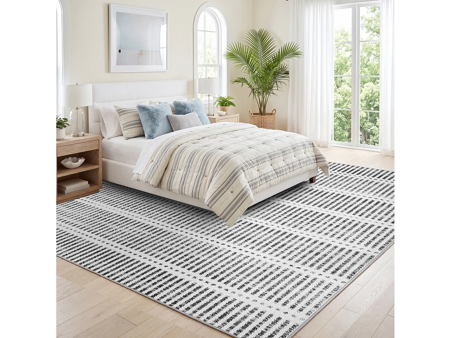 Tapis modernes pour salon - Tapis lavables - 200 x 300 cm Gris