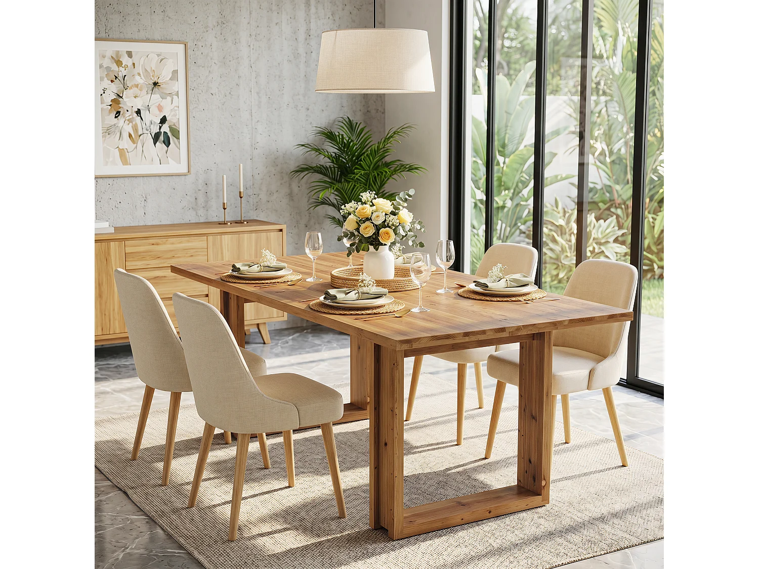 Rechthoekige eettafel voor 4-6 personen - MDF - Bruin 160 x 80 x 76 cm Stoelen niet inbegrepen
