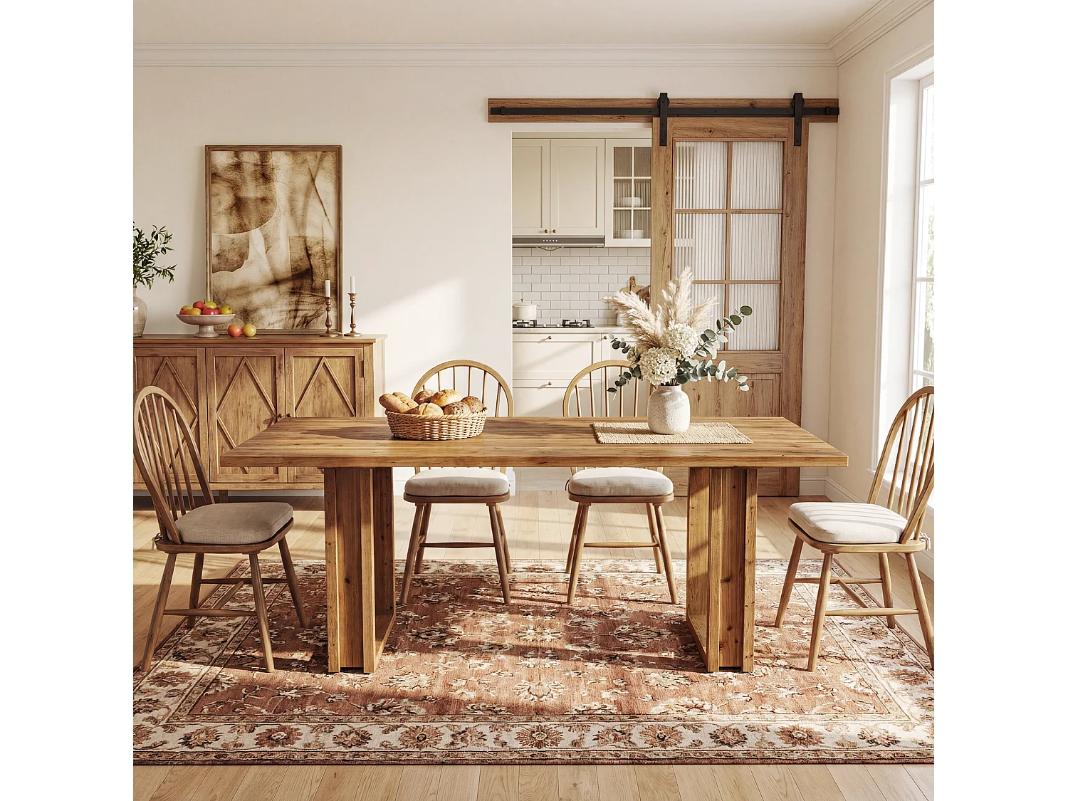 Rechthoekige eettafel voor 4-6 personen - MDF - Bruin 160 x 80 x 76 cm Stoelen niet inbegrepen