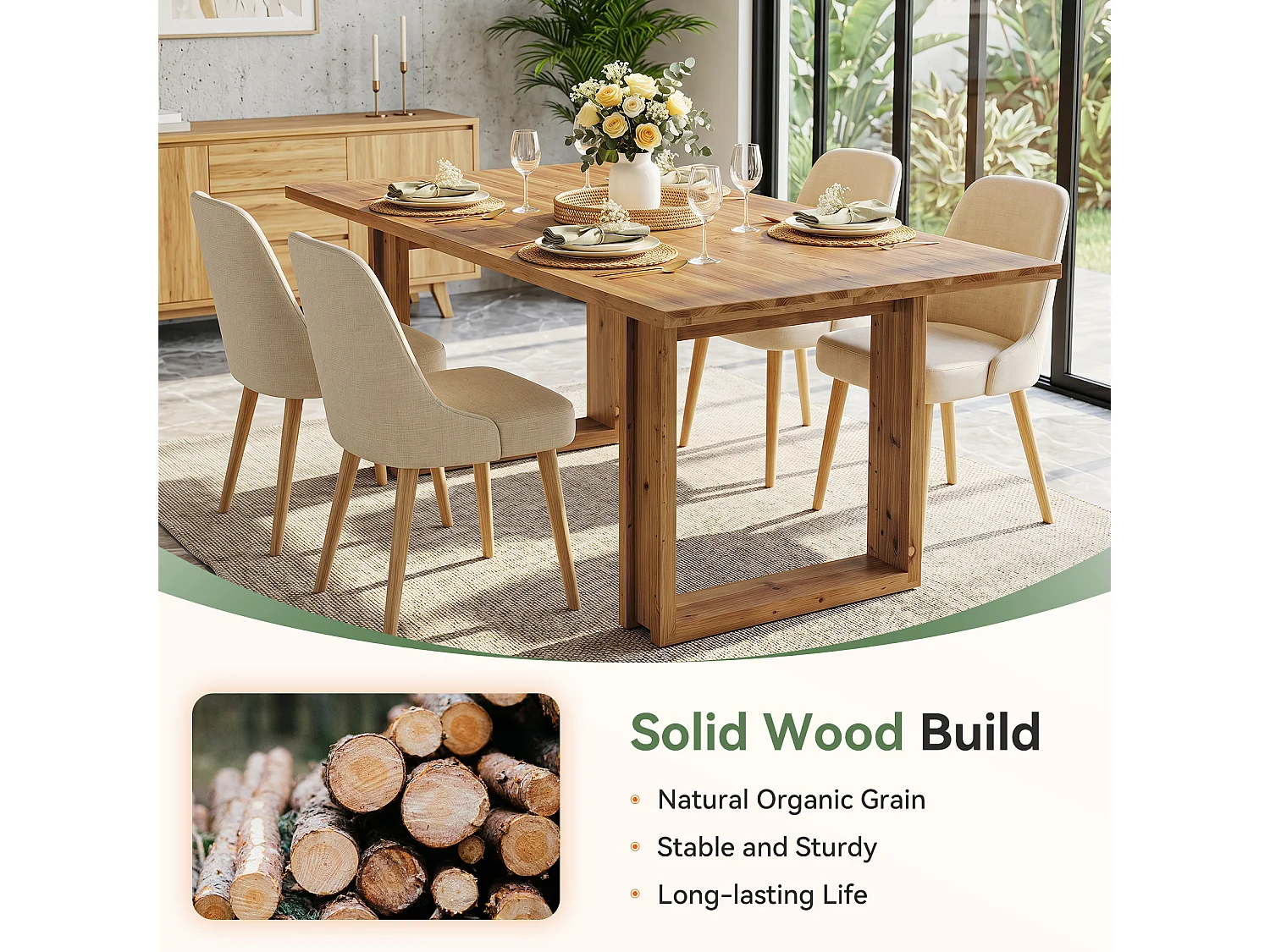 Rechthoekige eettafel voor 4-6 personen - MDF - Bruin 160 x 80 x 76 cm Stoelen niet inbegrepen