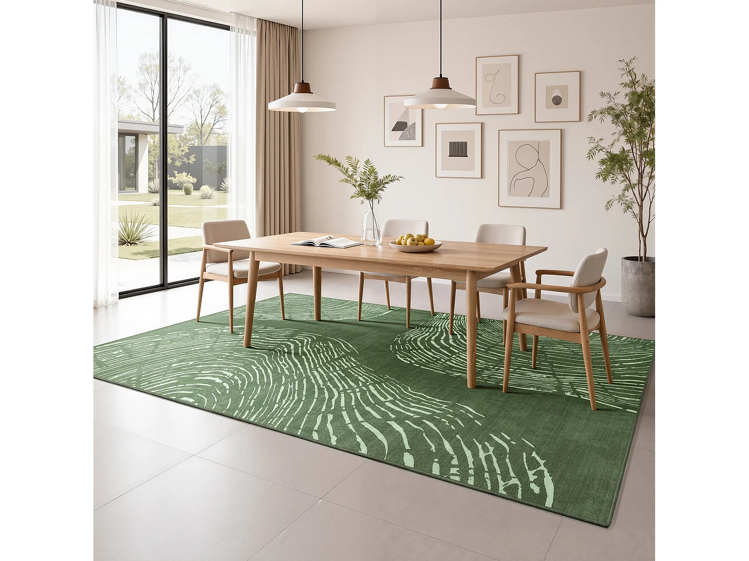 Tapis modernes pour salon - Tapis lavables - 200 x 300 cm Vert