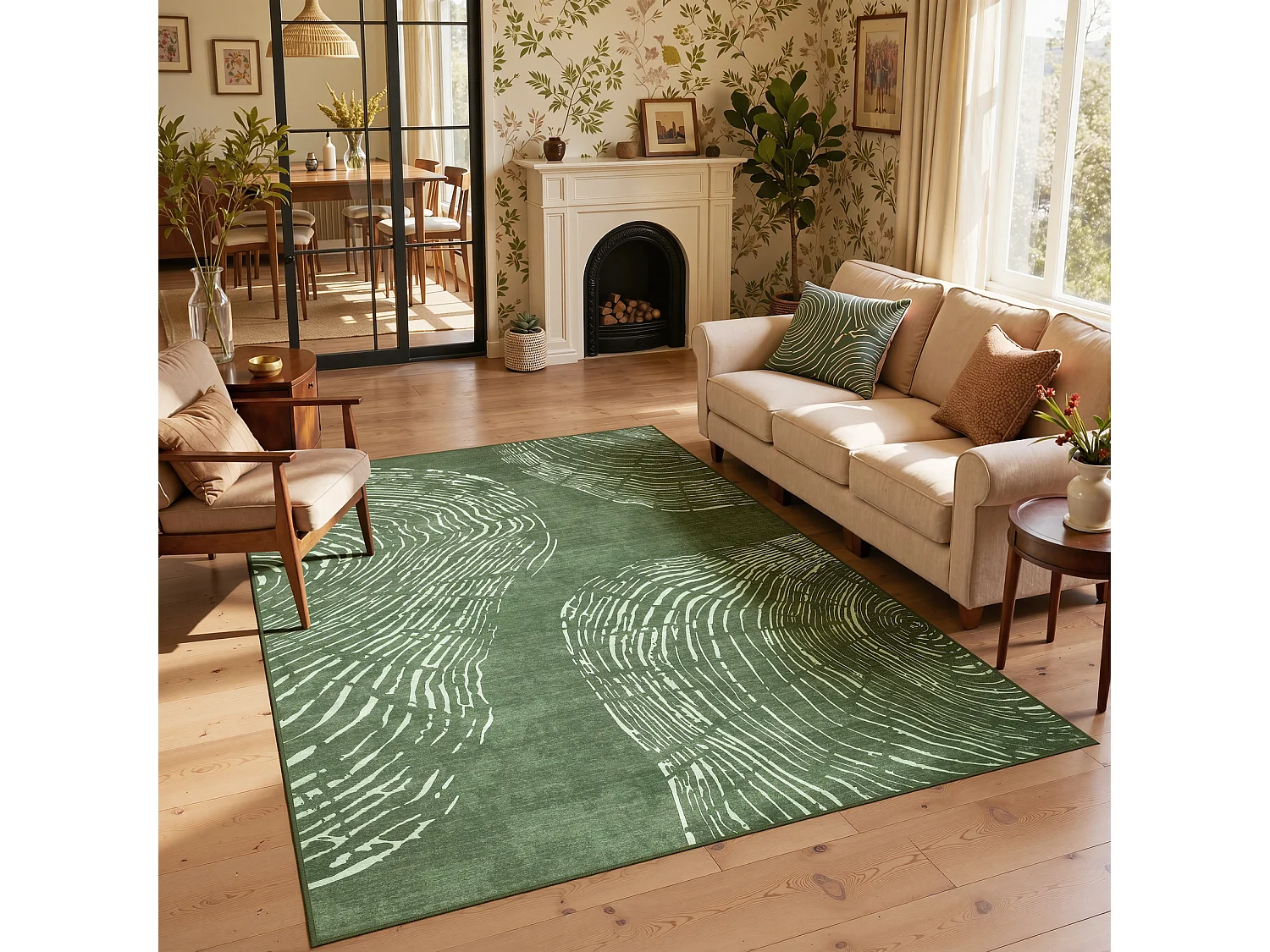 Tapis modernes pour salon - Tapis lavables - 200 x 300 cm Vert