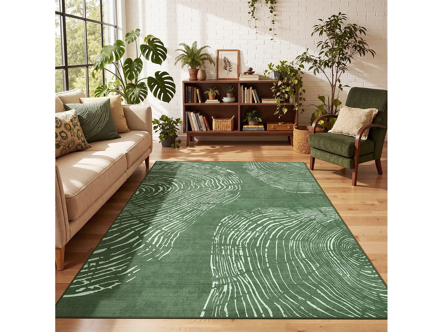 Tapis modernes pour salon - Tapis lavables - 200 x 300 cm Vert