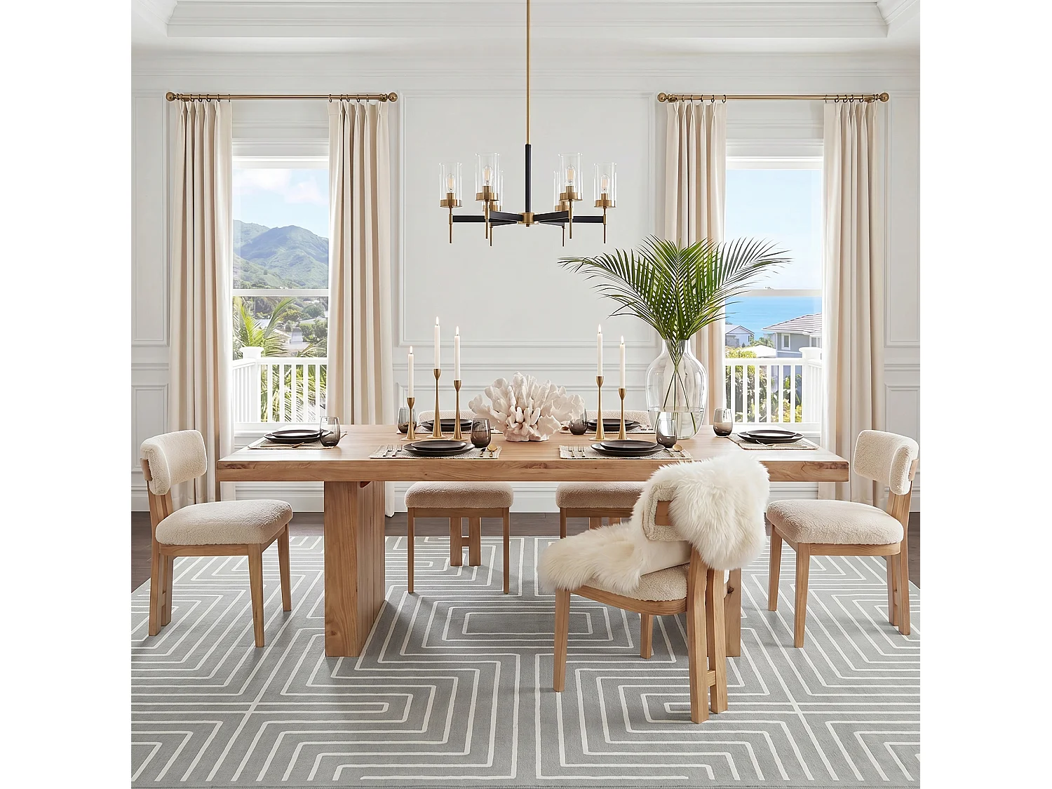 Tapis modernes pour salon - Tapis géométriques lavables - 200 x 300 cm Gris