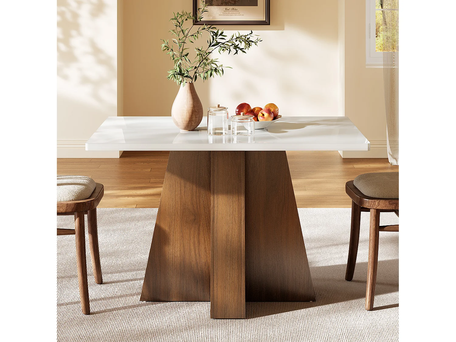 Table à manger Rectangle 4 personnes en MDF - Blanc 120 x 80 x 75 cm