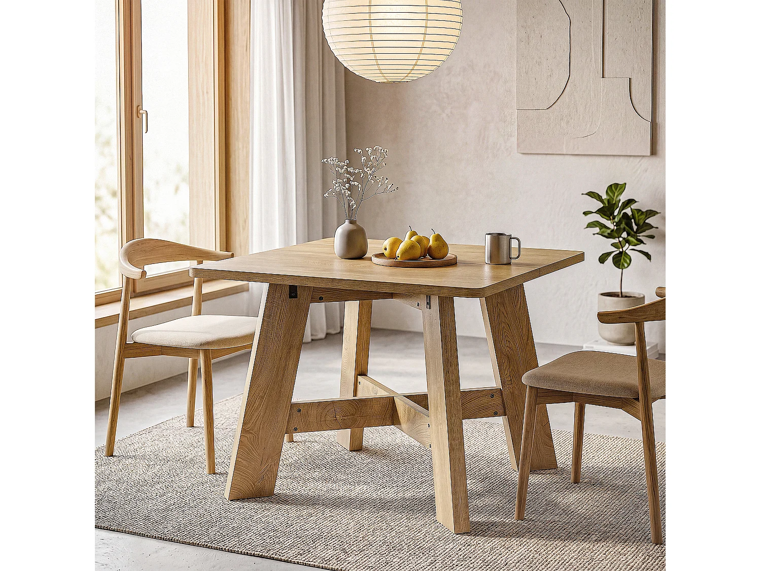 Vierkante eettafel voor 4 personen - MDF - Bruin 100 x 100 x 75 cm Stoelen niet inbegrepen