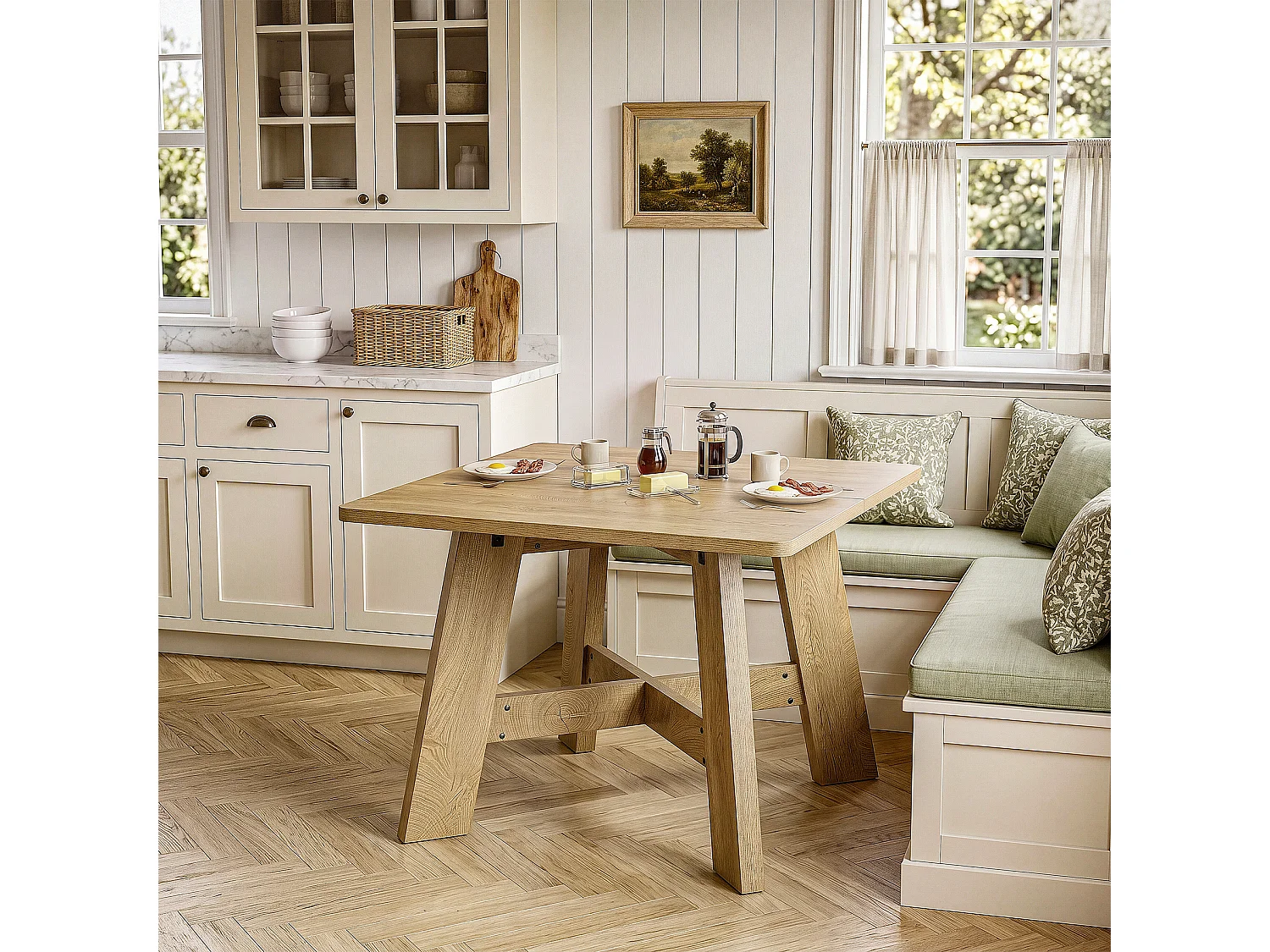 Vierkante eettafel voor 4 personen - MDF - Bruin 100 x 100 x 75 cm Stoelen niet inbegrepen