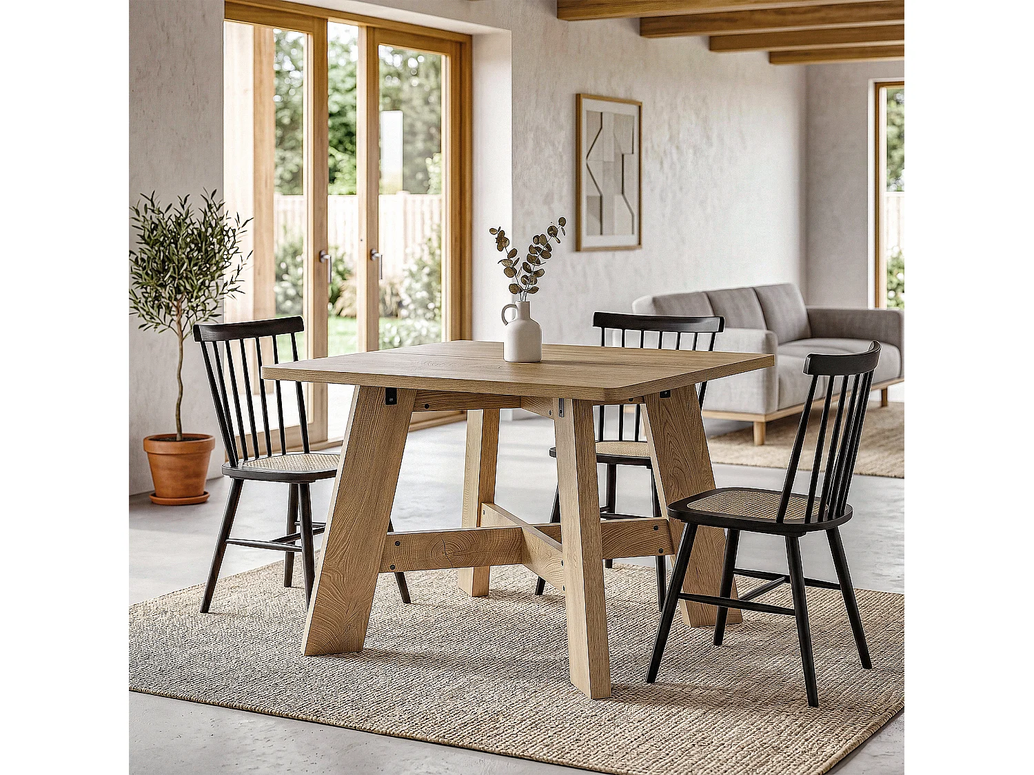 Vierkante eettafel voor 4 personen - MDF - Bruin 100 x 100 x 75 cm Stoelen niet inbegrepen