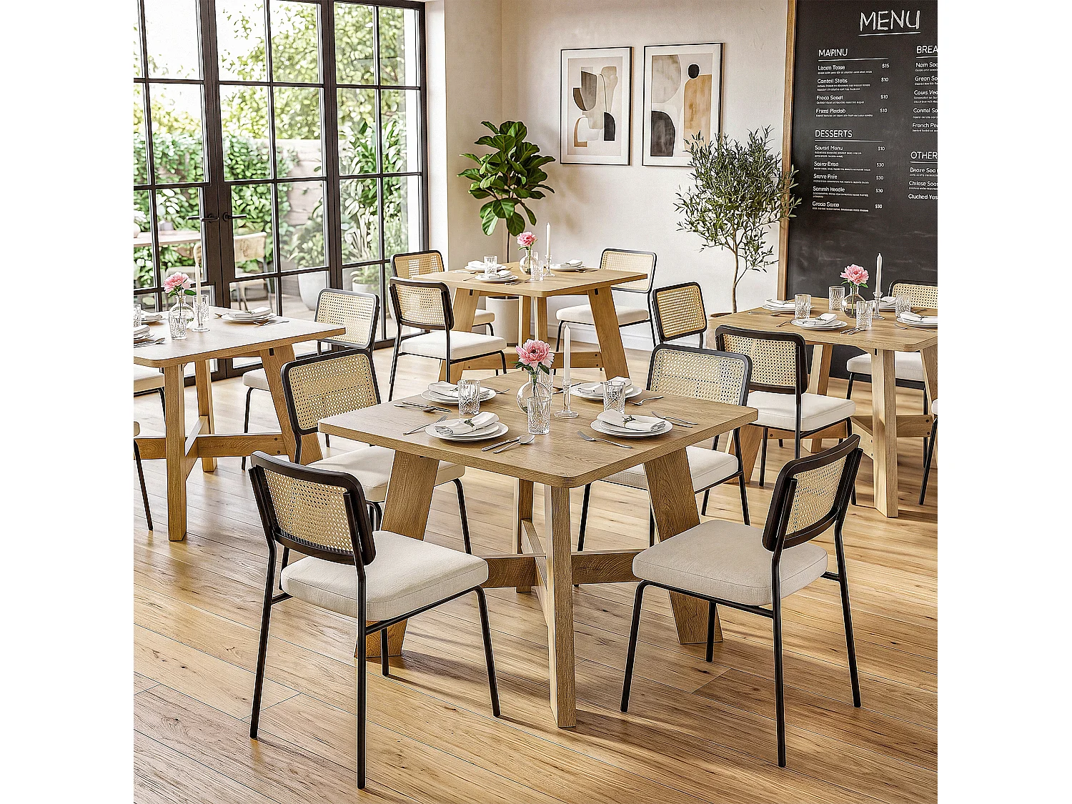 Vierkante eettafel voor 4 personen - MDF - Bruin 100 x 100 x 75 cm Stoelen niet inbegrepen