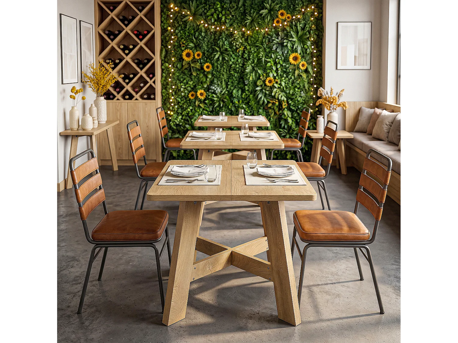 Vierkante eettafel voor 4 personen - MDF - Bruin 100 x 100 x 75 cm Stoelen niet inbegrepen