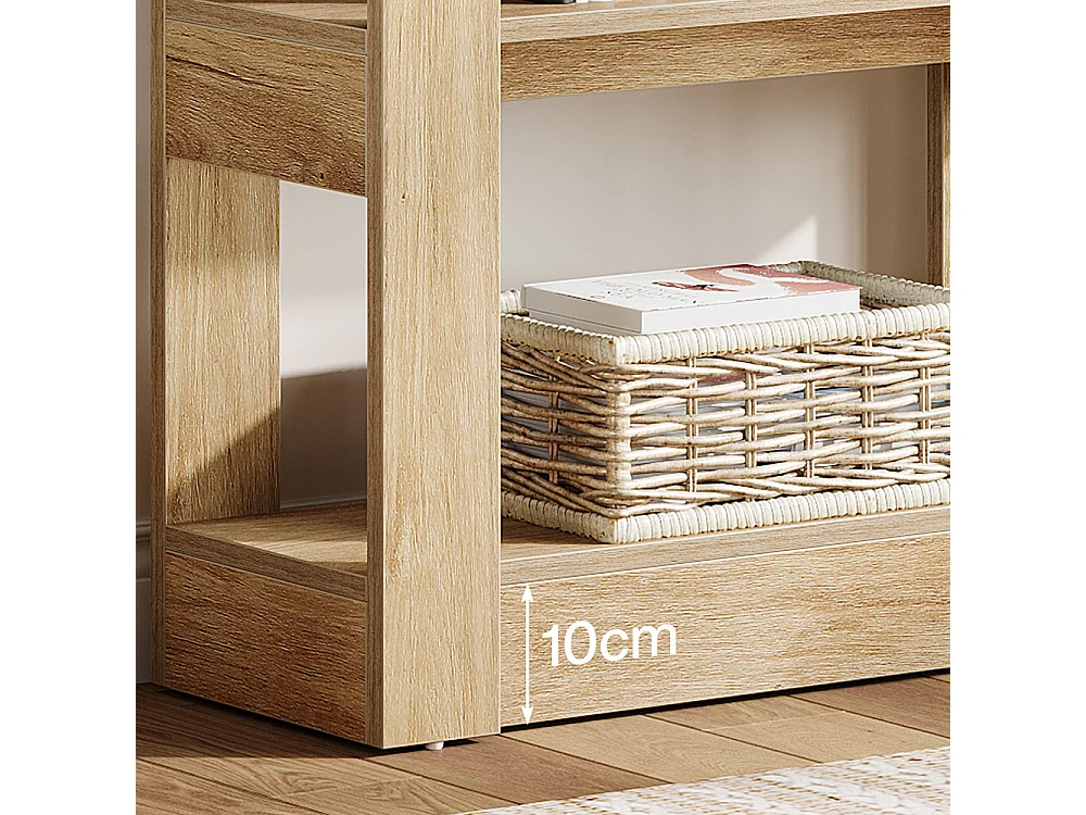 Étagère à 5 niveaux, étagères en forme d'arche, bibliothèque haute en bois avec présentoir