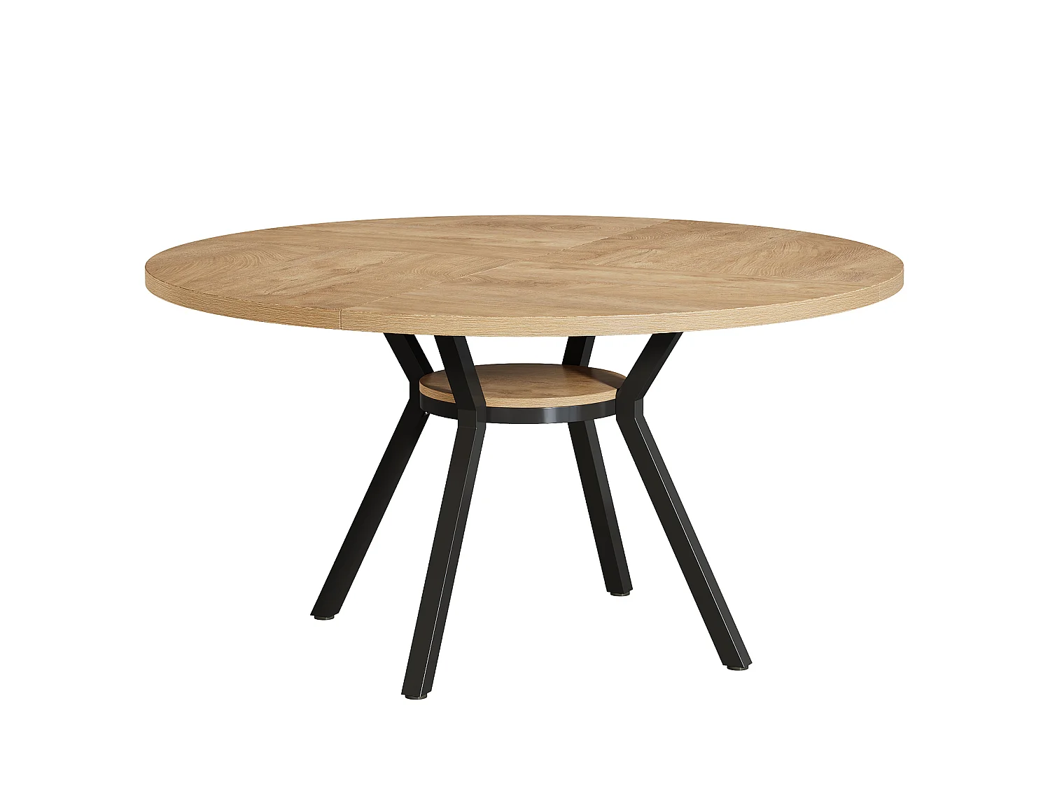 Mesa de Jantar Redonda para 4 Pessoas em MDF e Metal - Natural Claro 120 x 120 x 75 cm