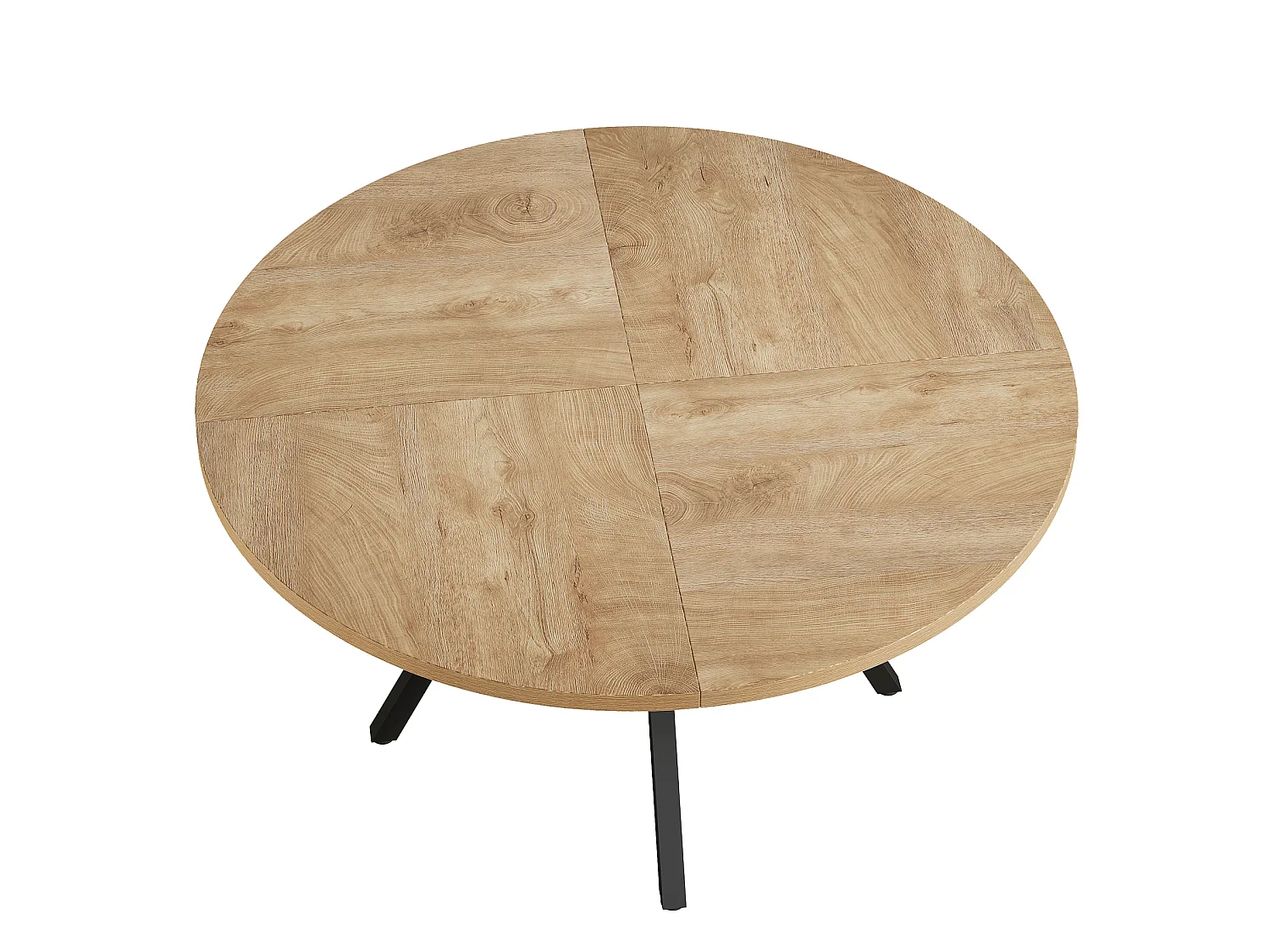 Mesa de Jantar Redonda para 4 Pessoas em MDF e Metal - Natural Claro 120 x 120 x 75 cm