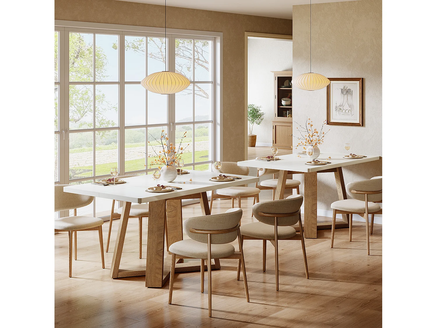 Table à manger Rectangle 4 personnes en MDF - Blanc 120 x 80 x 75 cm
