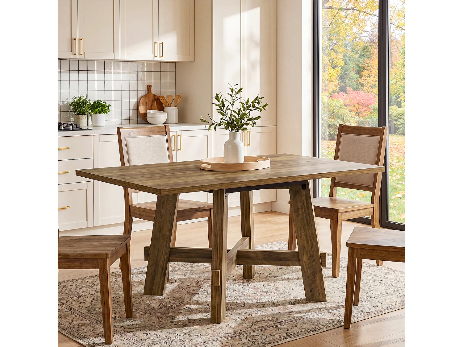 Rechthoekige eettafel voor 4 personen - MDF - Bruin 120 x 79 x 75 cm Stoelen niet inbegrepen