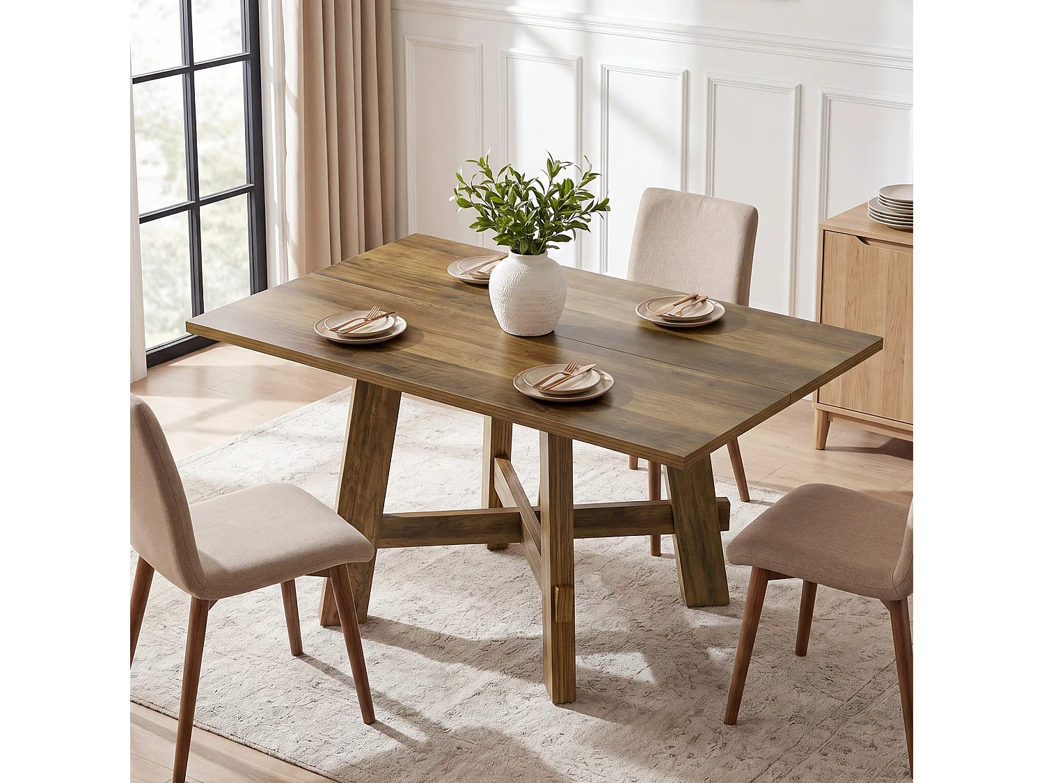 Rechthoekige eettafel voor 4 personen - MDF - Bruin 120 x 79 x 75 cm Stoelen niet inbegrepen