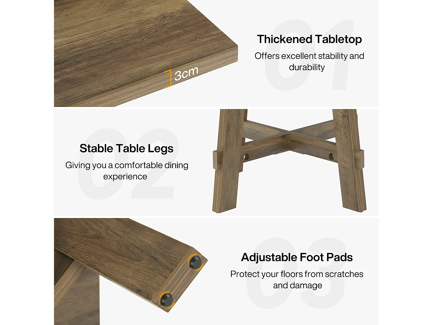 Rechthoekige eettafel voor 4 personen - MDF - Bruin 120 x 79 x 75 cm Stoelen niet inbegrepen