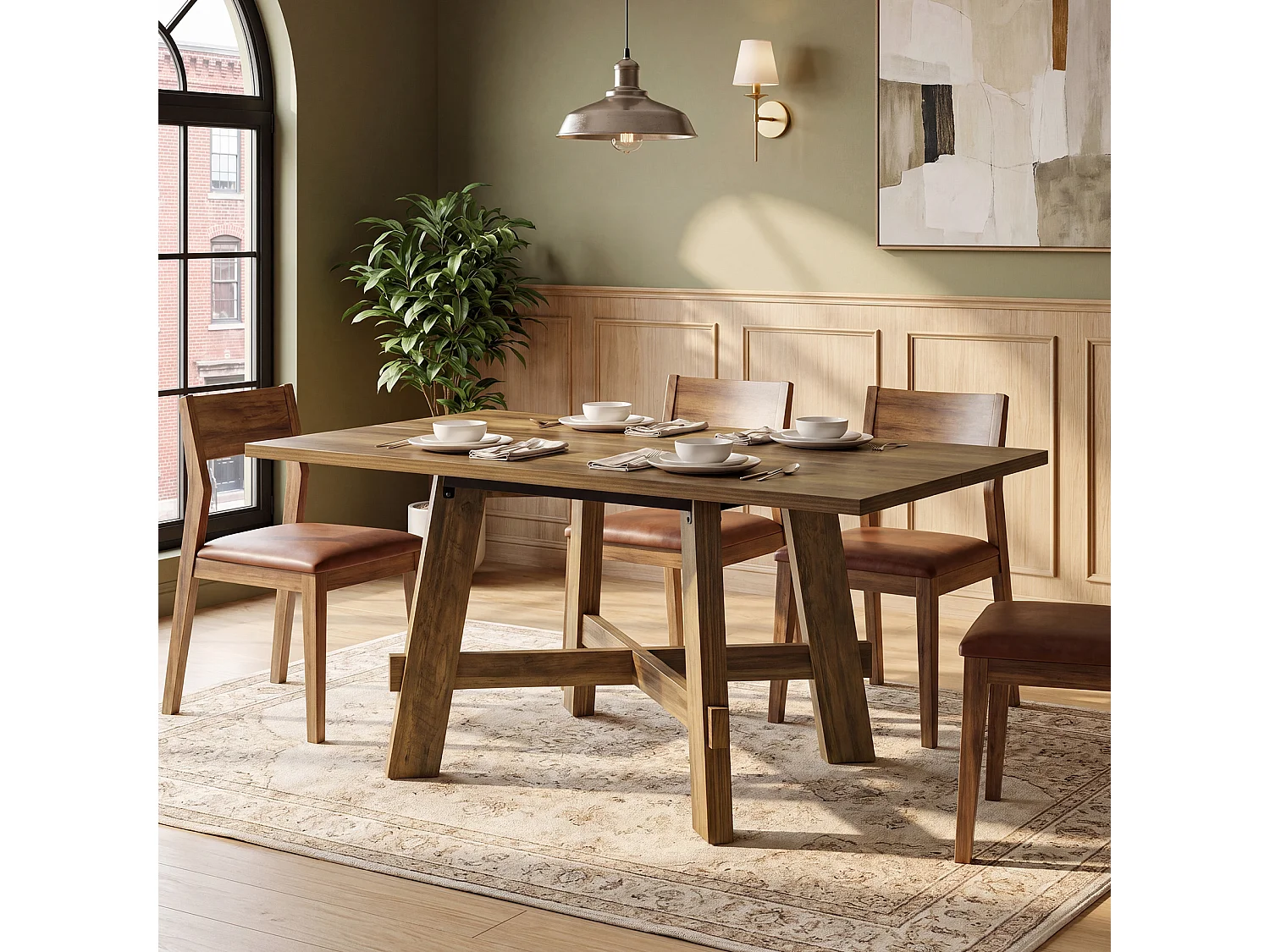 Rechthoekige eettafel voor 4 personen - MDF - Bruin 120 x 79 x 75 cm Stoelen niet inbegrepen