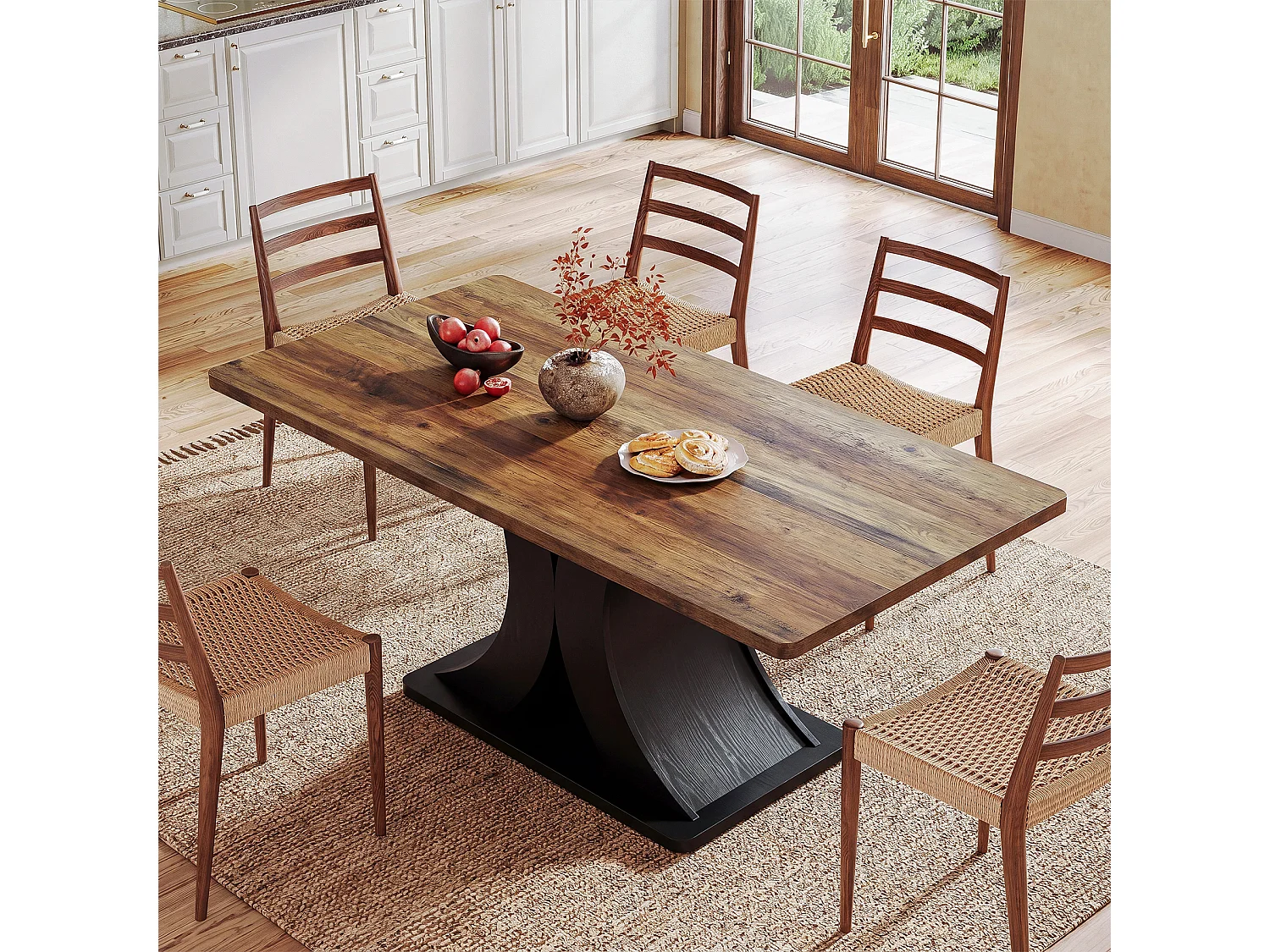 Rechthoekige eettafel voor 4-6 personen - MDF - Bruin 140 x 80 x 76 cm Stoelen niet inbegrepen