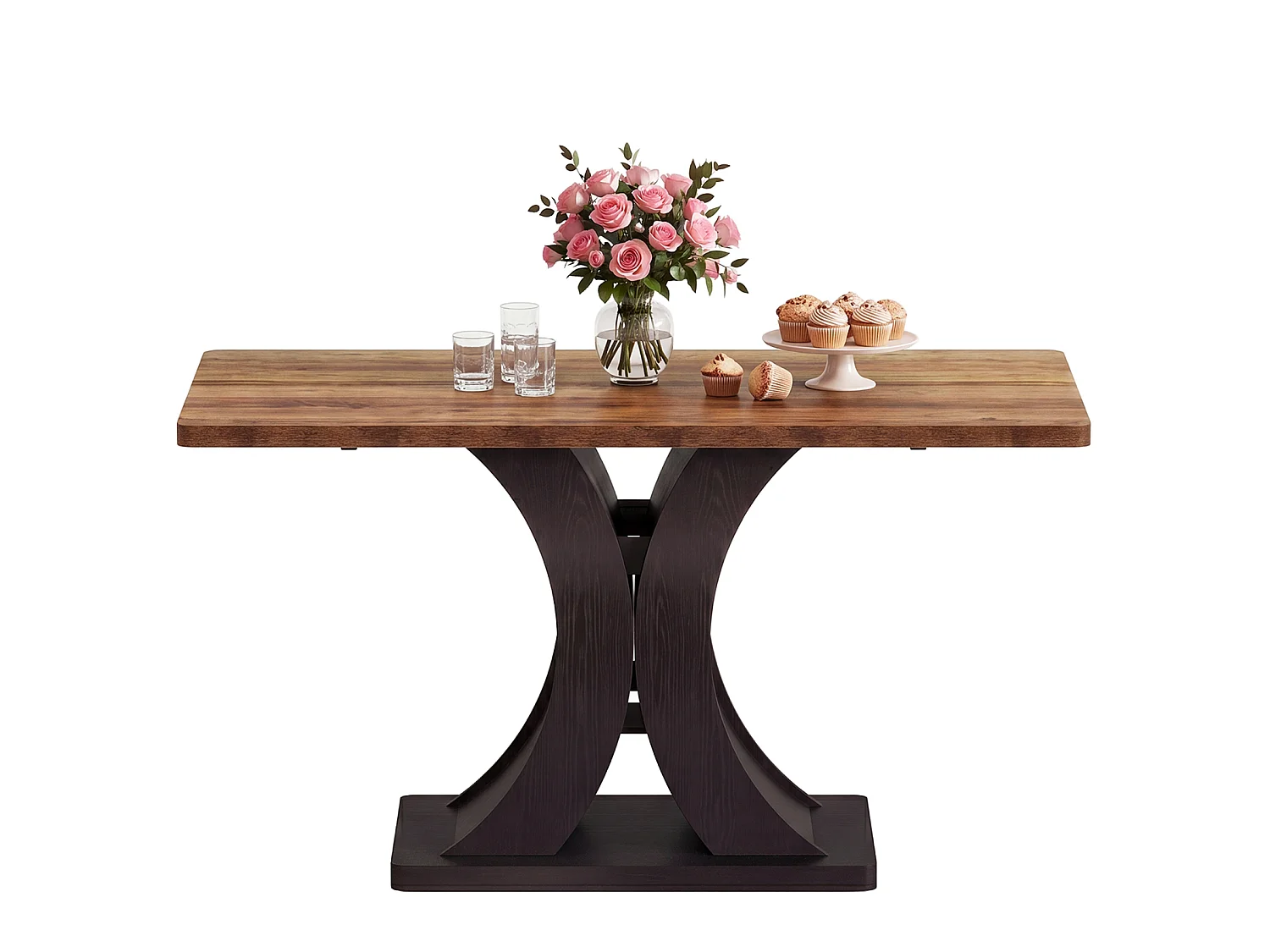 Rechthoekige eettafel voor 4-6 personen - MDF - Bruin 140 x 80 x 76 cm Stoelen niet inbegrepen