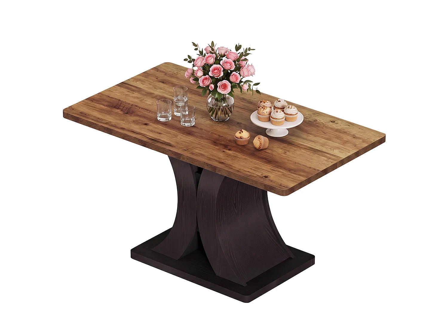 Rechthoekige eettafel voor 4-6 personen - MDF - Bruin 140 x 80 x 76 cm Stoelen niet inbegrepen