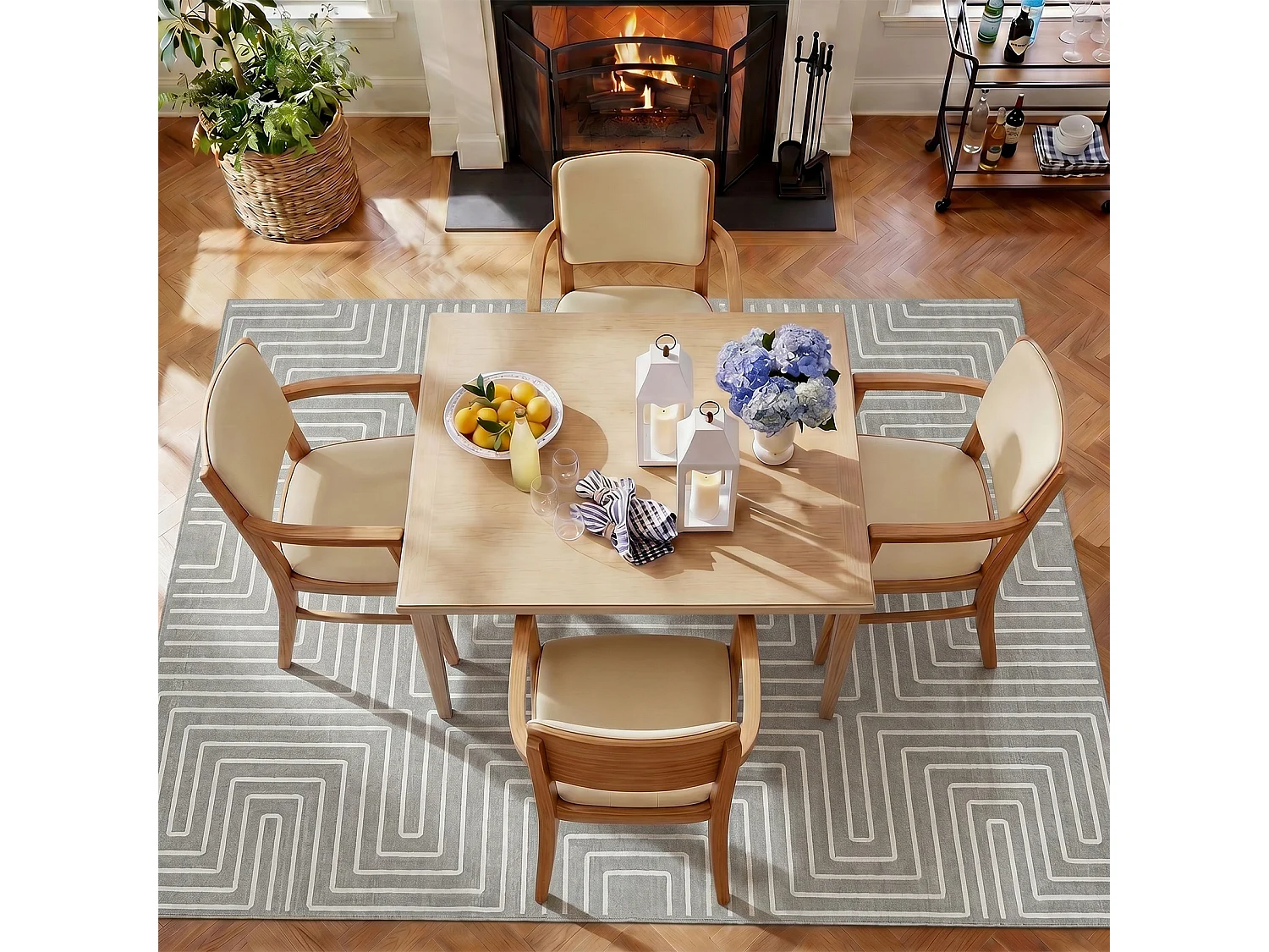 Tapis modernes pour salon - Tapis géométriques lavables - 160 x 230 cm Gris