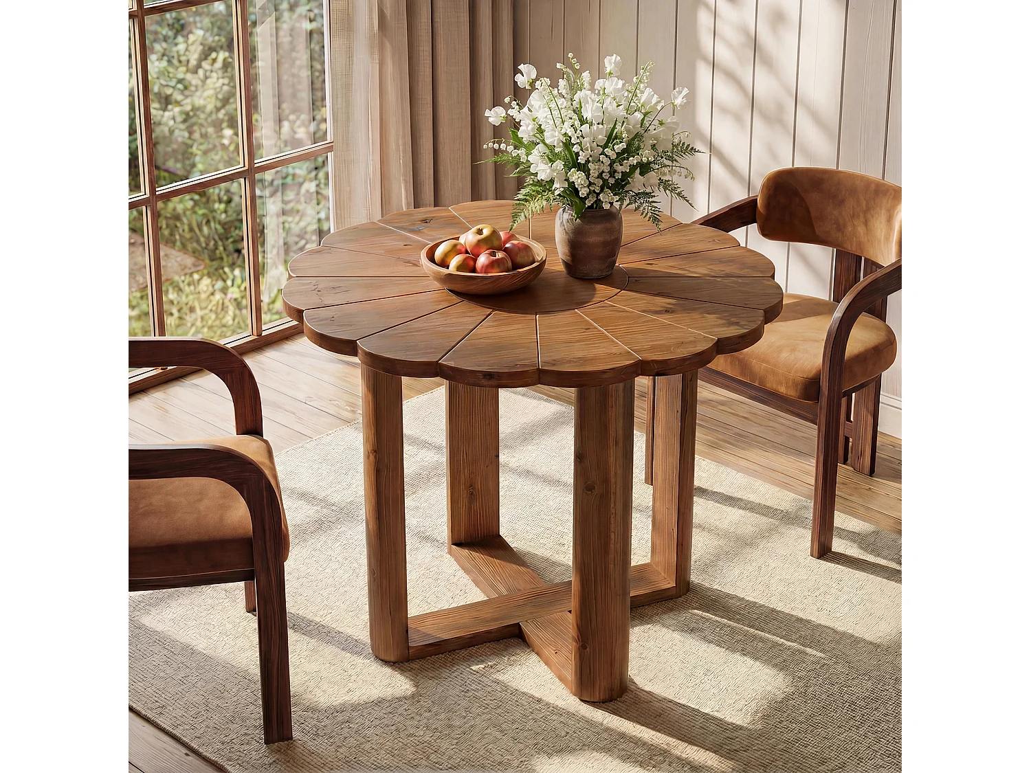 Tavolo da pranzo rotondo per 2 persone - MDF - Marrone 80 x 80 x 75 cm Sedie non incluse