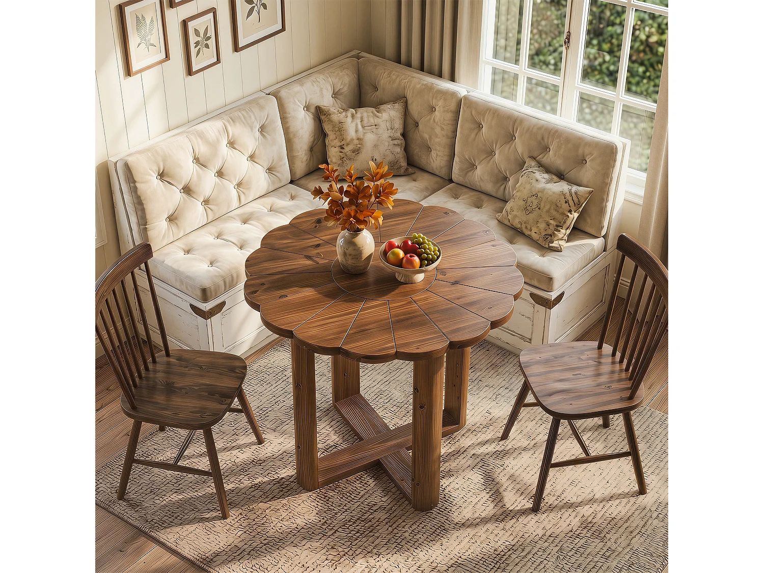 Tavolo da pranzo rotondo per 2 persone - MDF - Marrone 80 x 80 x 75 cm Sedie non incluse