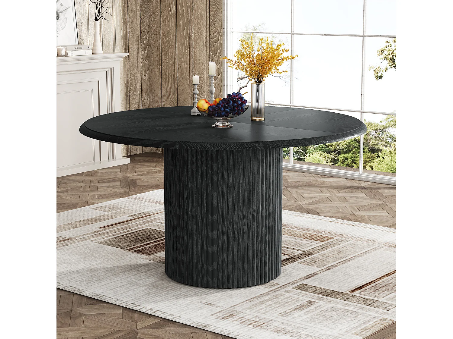 Runt matbord för 4 personer - MDF - Svart 120 x 120 x 75 cm Stolar ingår ej