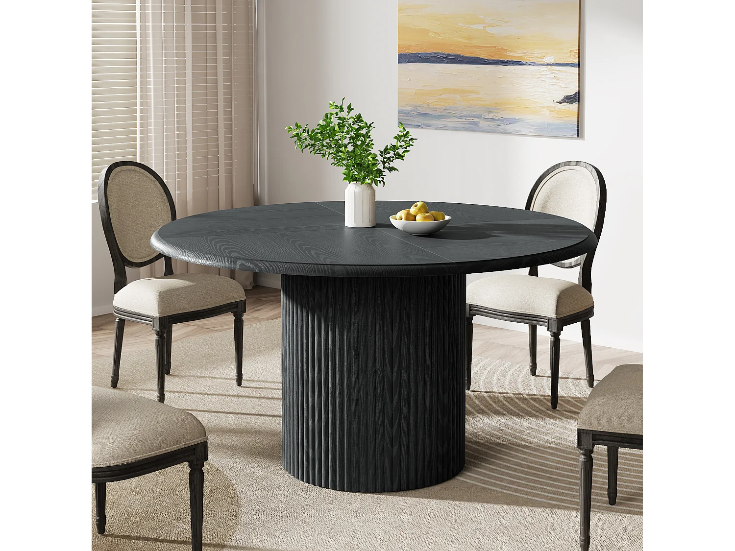 Runt matbord för 4 personer - MDF - Svart 120 x 120 x 75 cm Stolar ingår ej