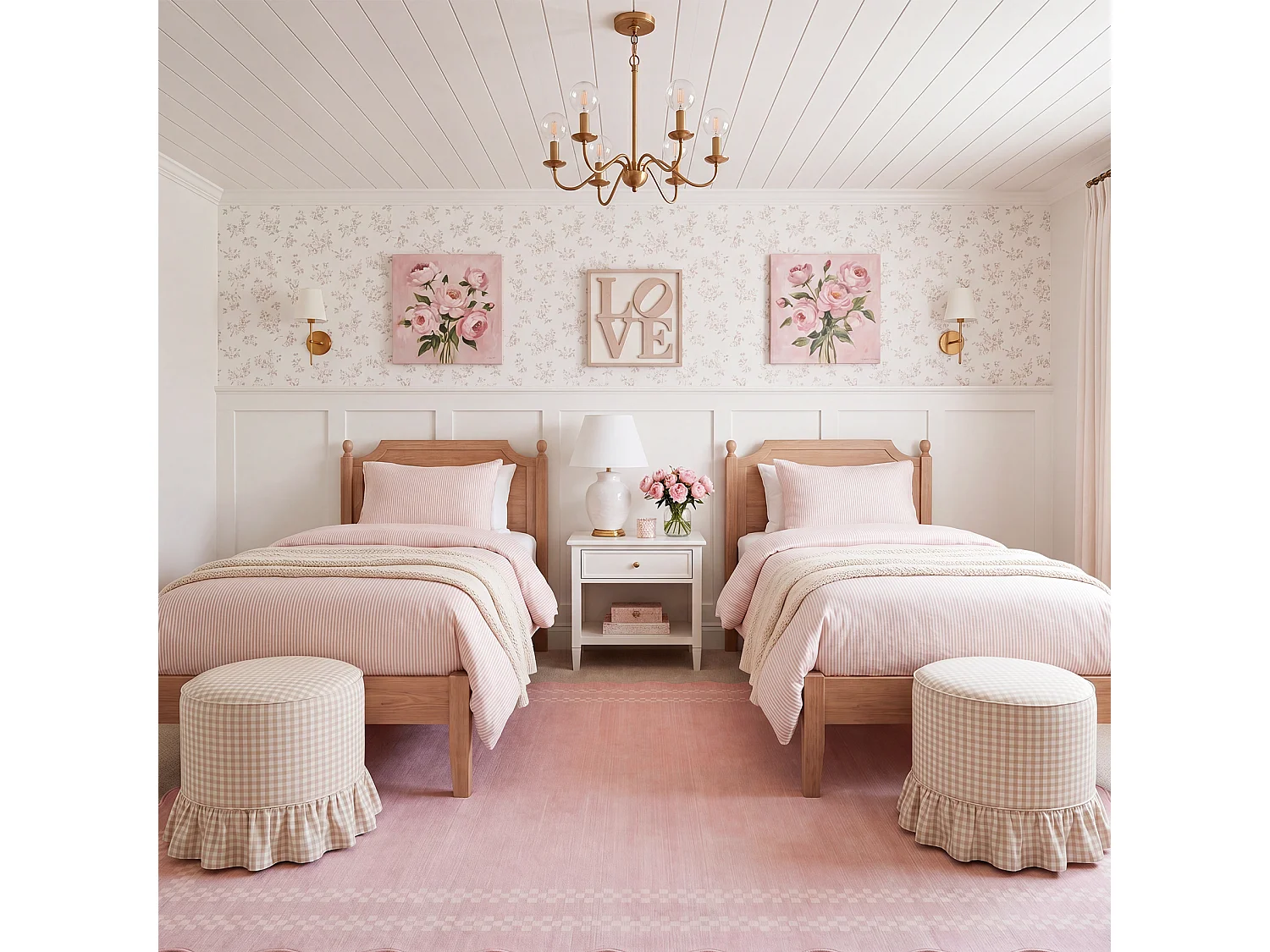 Tapis de salon modernes - Motif vagues, lavable - 200 x 300 cm, rose
