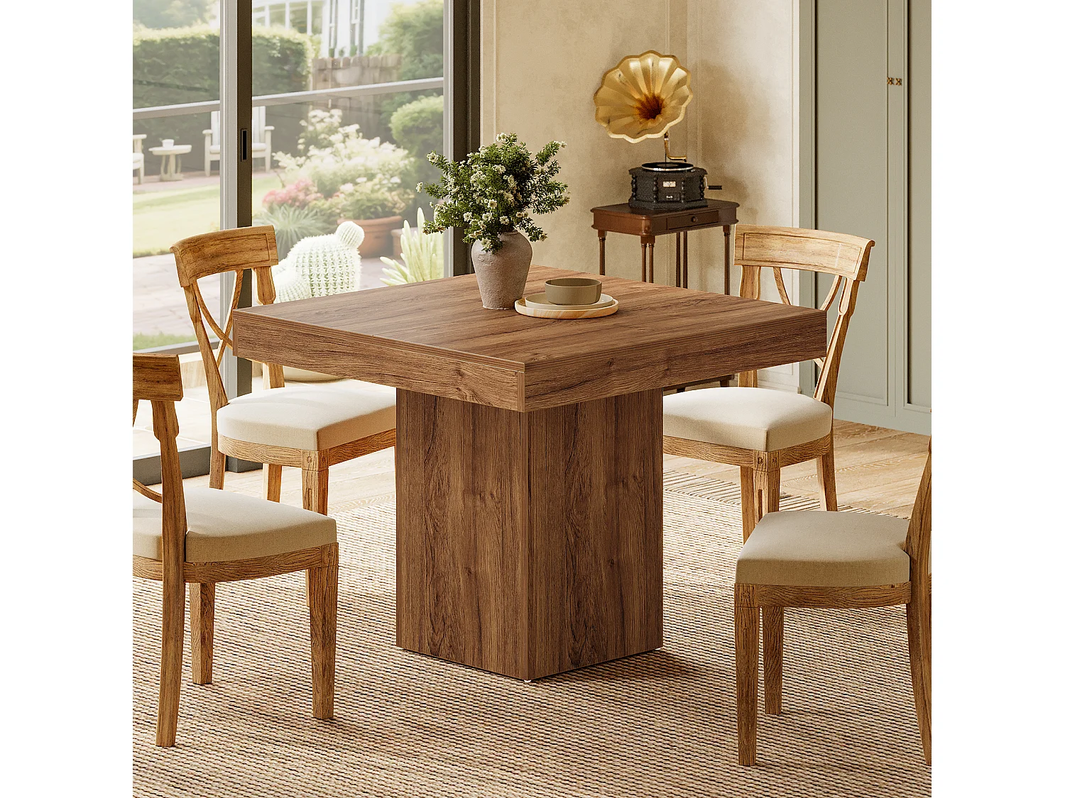 Vierkante eettafel voor 4 personen - MDF - Chocoladebruin 100 x 100 x 80 cm Stoelen niet inbegrepen