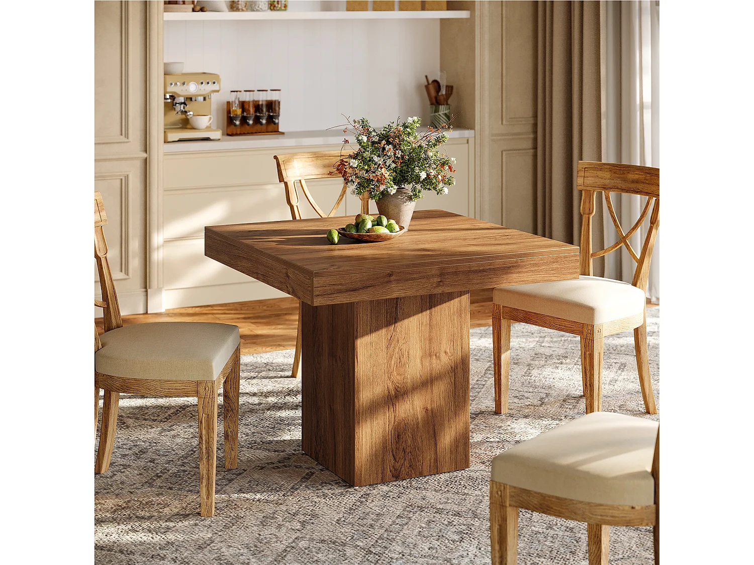 Vierkante eettafel voor 4 personen - MDF - Chocoladebruin 100 x 100 x 80 cm Stoelen niet inbegrepen