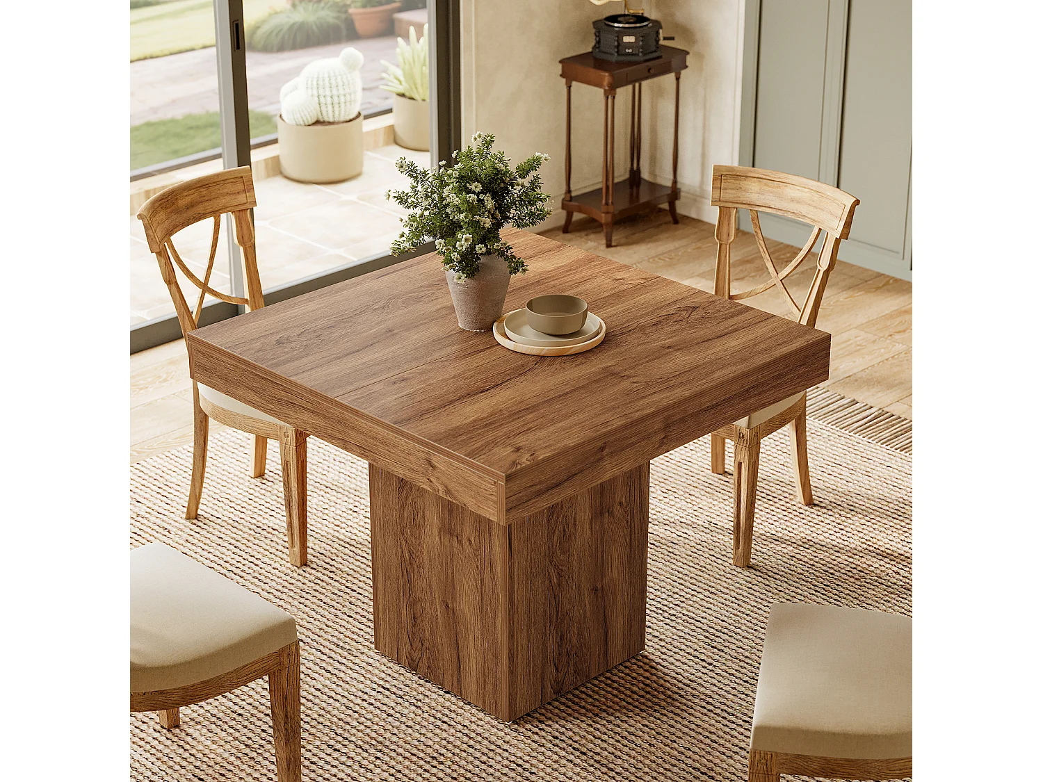 Vierkante eettafel voor 4 personen - MDF - Chocoladebruin 100 x 100 x 80 cm Stoelen niet inbegrepen