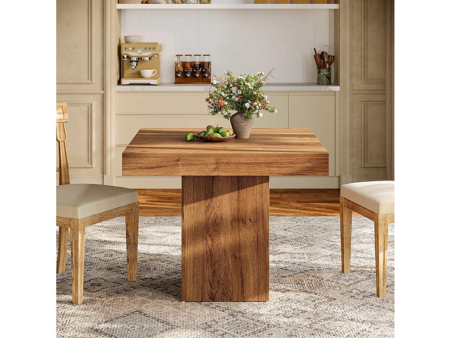 Vierkante eettafel voor 4 personen - MDF - Chocoladebruin 100 x 100 x 80 cm Stoelen niet inbegrepen