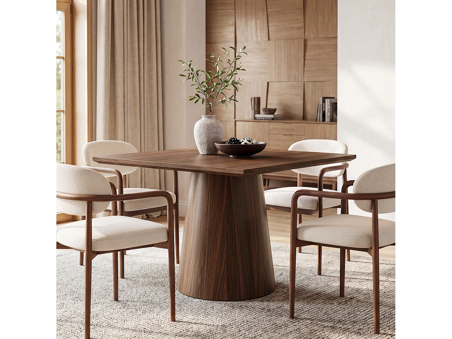 Vierkante eettafel voor 2 personen - MDF - Bruin 80 x 80 x 75 cm Stoelen niet inbegrepen