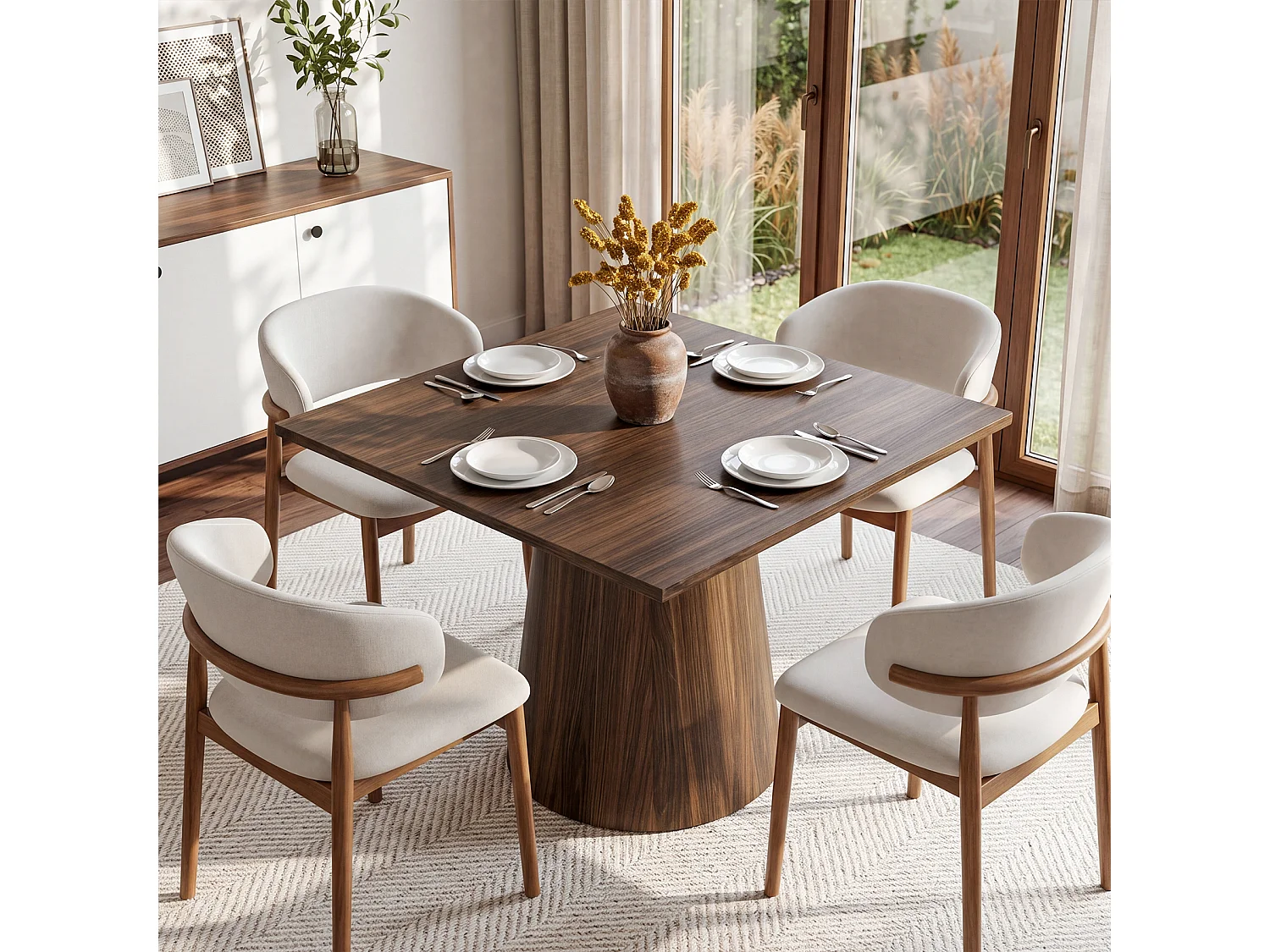 Vierkante eettafel voor 2 personen - MDF - Bruin 80 x 80 x 75 cm Stoelen niet inbegrepen