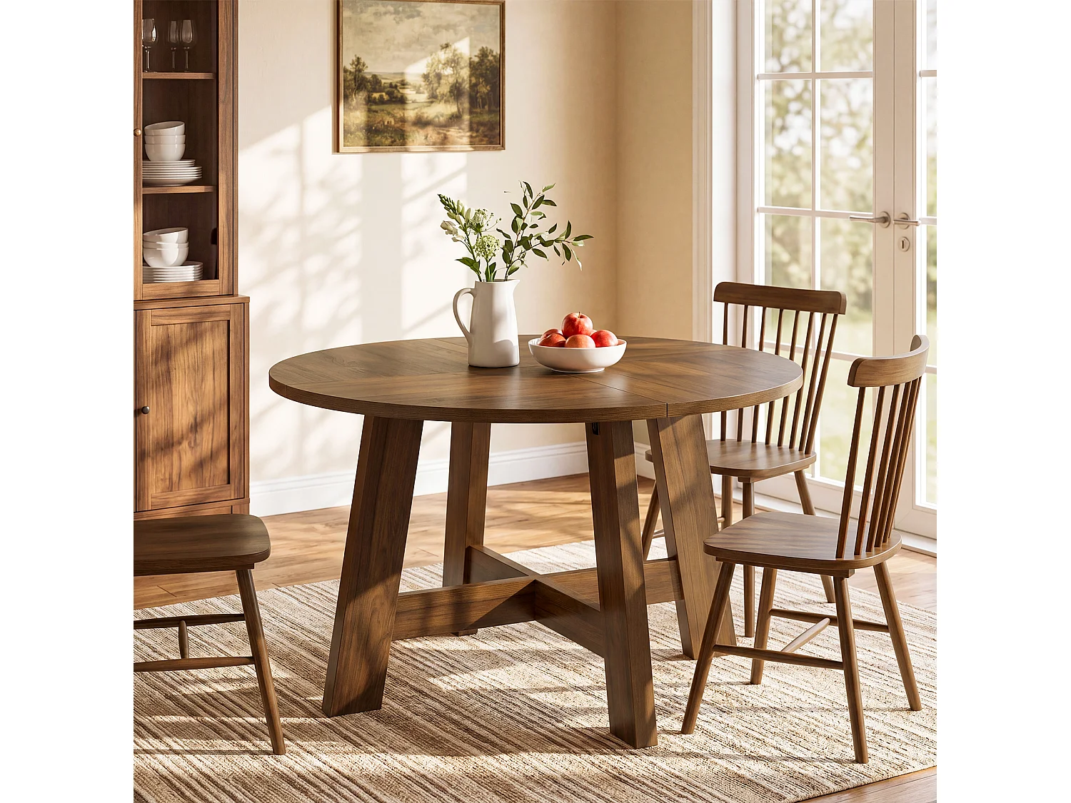 Ronde eettafel voor 4 personen - MDF - Bruin 118 x 118 x 75 cm Stoelen niet inbegrepen