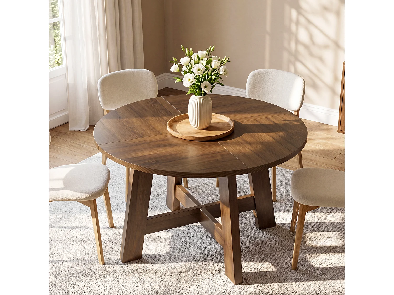 Ronde eettafel voor 4 personen - MDF - Bruin 118 x 118 x 75 cm Stoelen niet inbegrepen