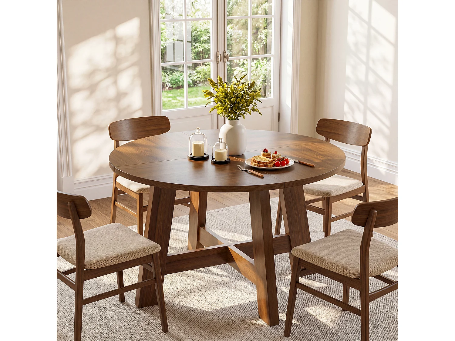 Ronde eettafel voor 4 personen - MDF - Bruin 118 x 118 x 75 cm Stoelen niet inbegrepen
