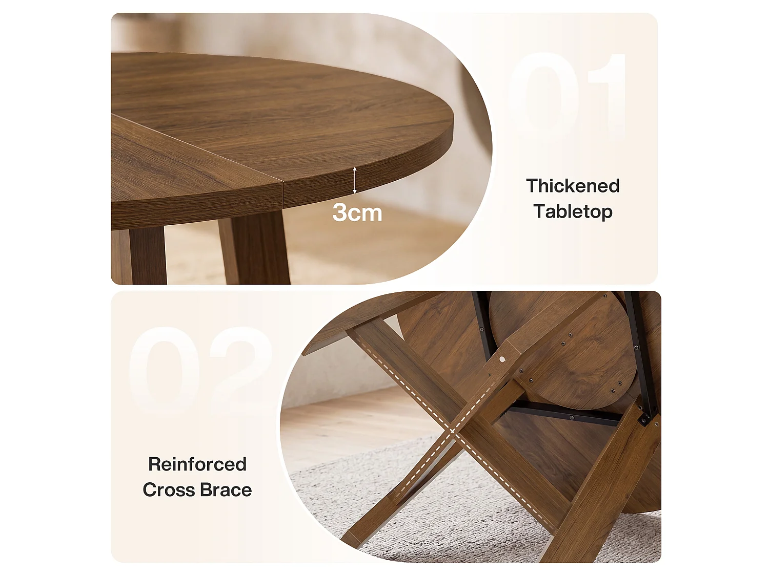 Ronde eettafel voor 4 personen - MDF - Bruin 118 x 118 x 75 cm Stoelen niet inbegrepen