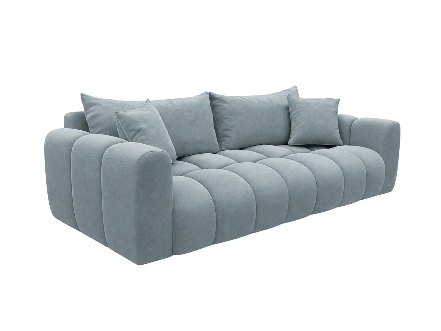 Divano letto con contenitore, tessuto velluto Bluvel, Grigio blu, COSMOPOLITAN