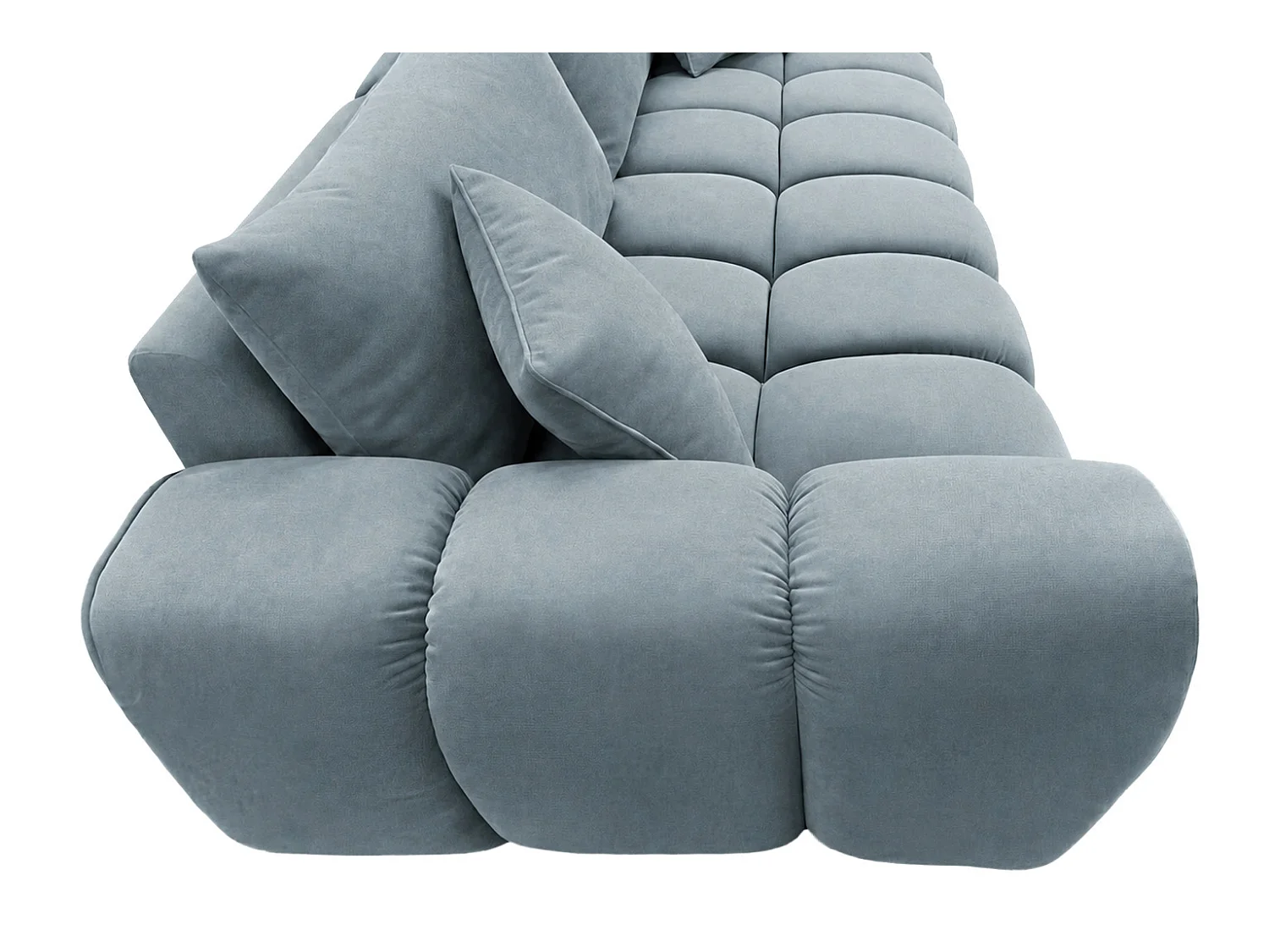 Divano letto con contenitore, tessuto velluto Bluvel, Grigio blu, COSMOPOLITAN