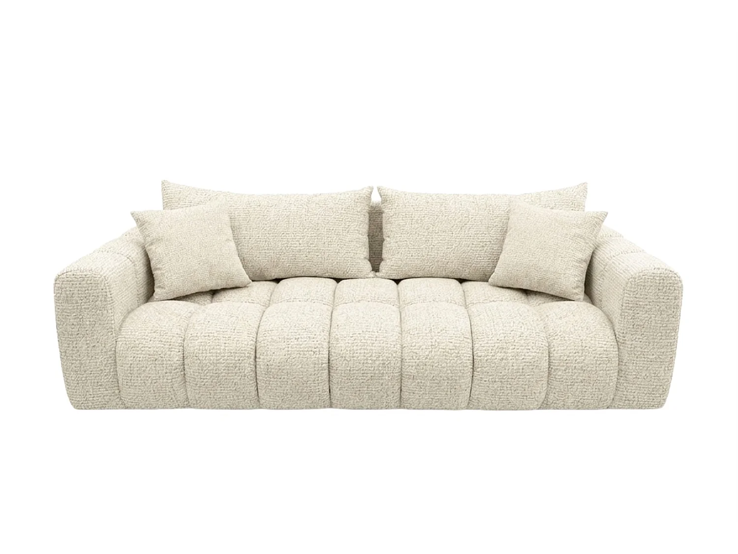 Sofa z funkcją spania i pojemnikiem, tkanina szenilowa Puente, Ecru, COSMOPOLITAN