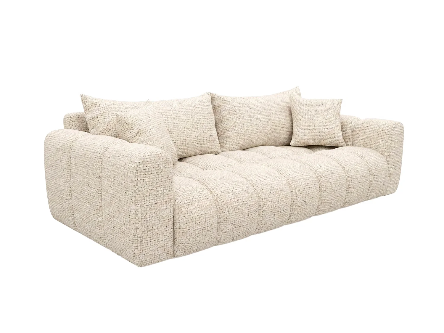 Sofa z funkcją spania i pojemnikiem, tkanina szenilowa Puente, Ecru, COSMOPOLITAN