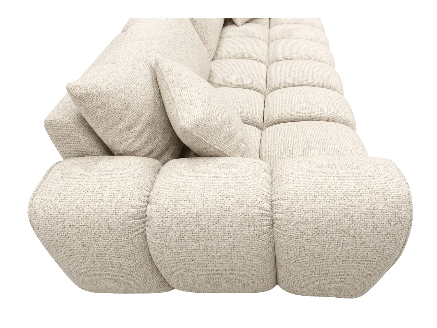 Sofa z funkcją spania i pojemnikiem, tkanina szenilowa Puente, Ecru, COSMOPOLITAN